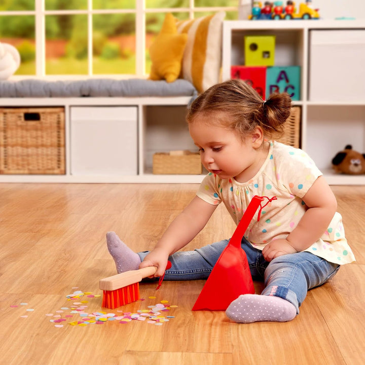 Battat Kinder Holzspielzeug Besen mit langem Stiel, Kehrschaufel, Handfeger, Wischmopp und Staubwede