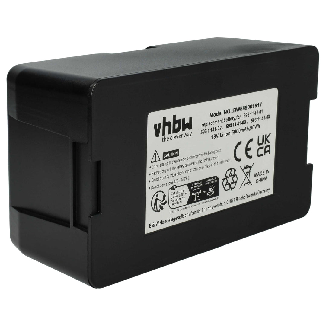 vhbw Akku kompatibel mit Husqvarna Automower 550H 2019, 550 EPOS Rasenroboter Rasenmäher (5000mAh 18