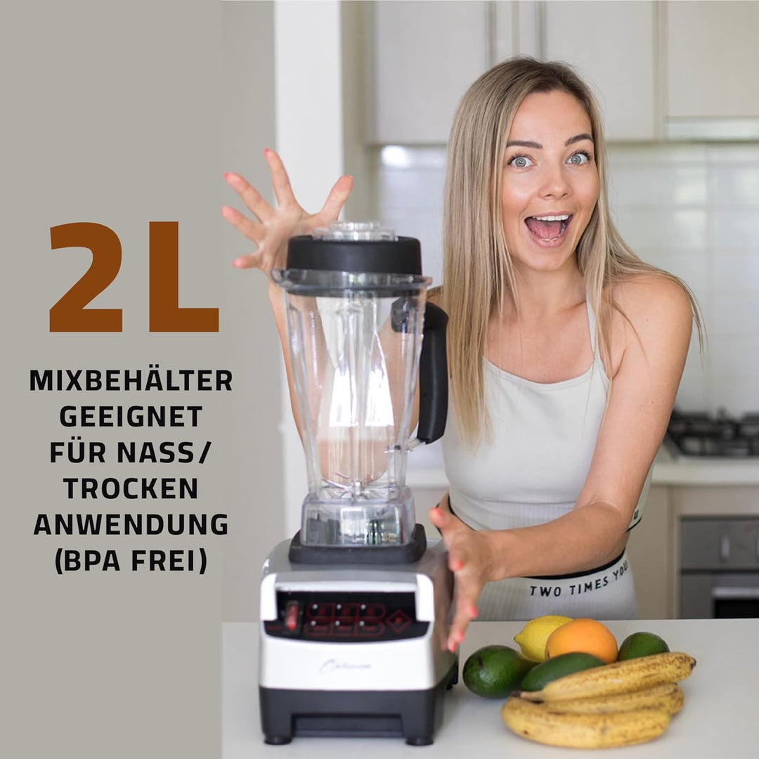 Hochleistungsmixer Optimum 9200A, 2611 Watt, 3.5PS, 6 Edelstahlklingen, 48000 U/min, GRATIS Nussmilc