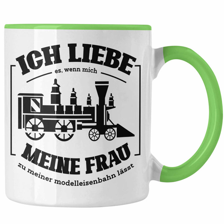 Trendation - Lustige Modelleisenbahn Tasse Geschenk für Eisenbahner (Grün), Grün