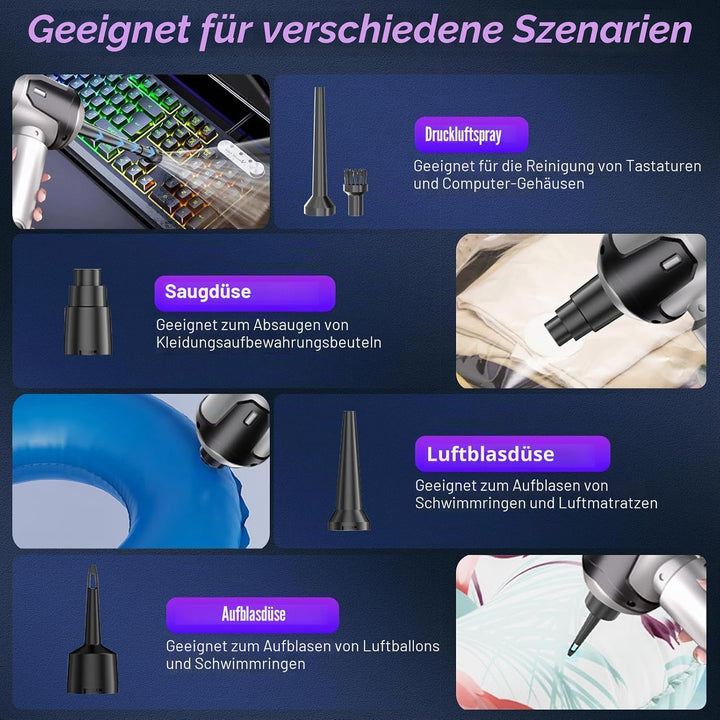 Handstaubsauger, 16000 PA, leistungsstarker Mini-Auto-Staubsauger, 6000 mAh, wiederaufladbar, kabell