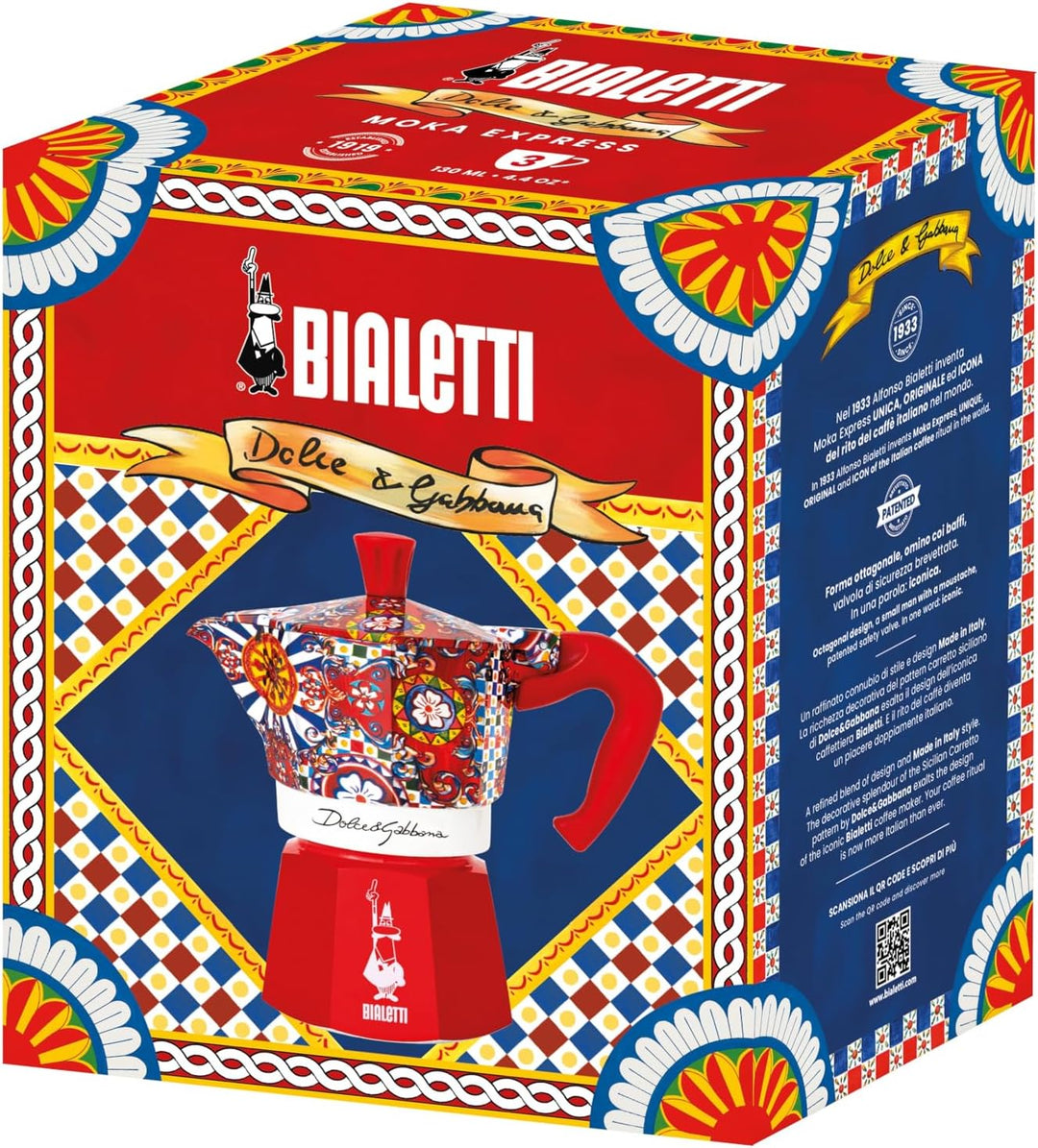 Cafetière italienne Bialetti Moka Express 0005327 3 Tasses D et G Rouge 通常 Mehrfarbig, 通常 Mehrfarbig