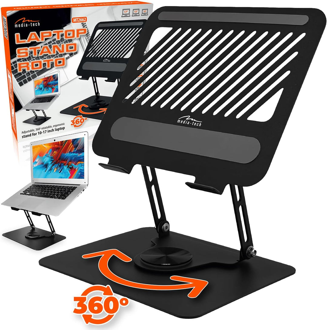 Media-Tech MT2662 Verstellbarer Laptopständer 10-17 Zoll | 360° Drehbares Ergonomisches Schreibtisch