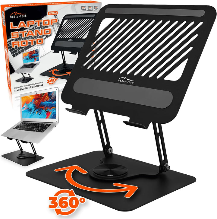 Media-Tech MT2662 Verstellbarer Laptopständer 10-17 Zoll | 360° Drehbares Ergonomisches Schreibtisch