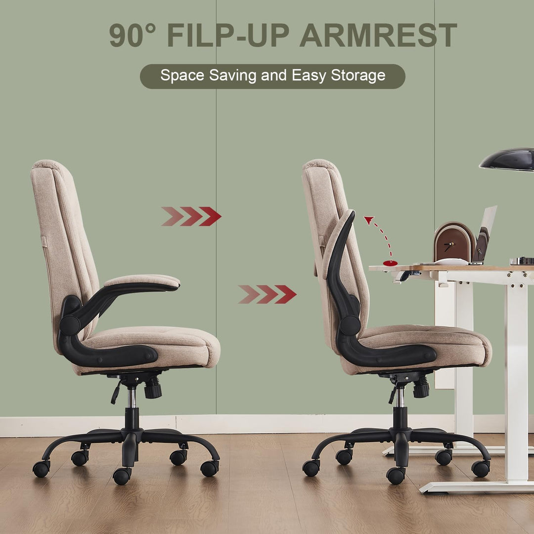 CASTLOVE Bürostuhl Ergonomisch Schreibtischstuhl Chefsessel Mit Gepolsterten Armlehnen Klappbar, H?h