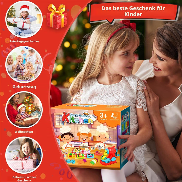Knete Set Knetwerkzeug für Kinder,54 Stück Kitchen Creations Nudelmaschine Spielset Burger Eiscreme,