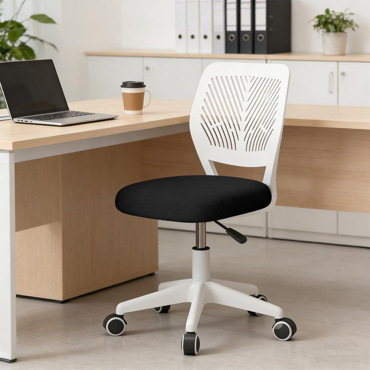 Höhenverstellbarer Homeoffice-Stuhl ohne Armlehnen – runder Schreibtisch-Rollhocker mit Rückenlehne