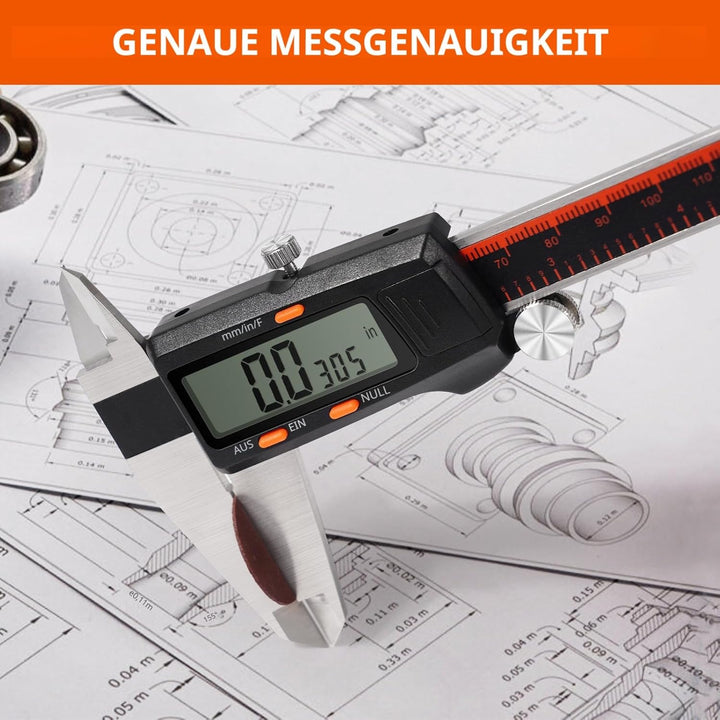 HARDELL Digitaler Messschieber, 0-8 Zoll Messwerkzeug mit grossem LCD-Display, Edelstahl, Auto-Off,