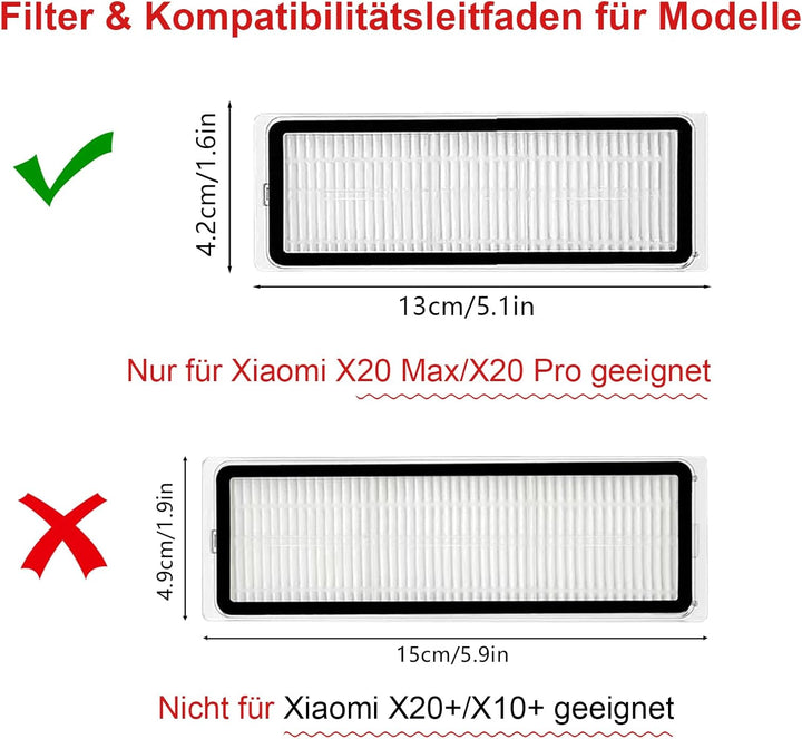 25 Stück Zubehör für Xiaomi X20 Max / X20 Pro Roboterstaubsauger Ersatzteile, 1 Hauptbürste, 1 Gummi