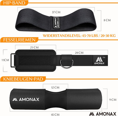 Amonax Langhantel Polster, Hantelstangen Schutz Hip Thrust Und Squat with Booty Resistance Bands, Fu
