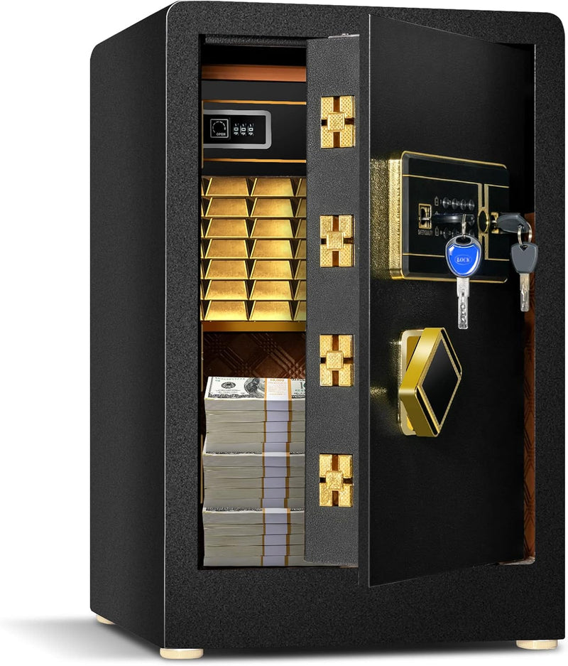 COSTWAY 42,5L Safe Tresor mit Zahlenschloss | eingebauter abschliessbarer Box | abnehmbarem Regal |