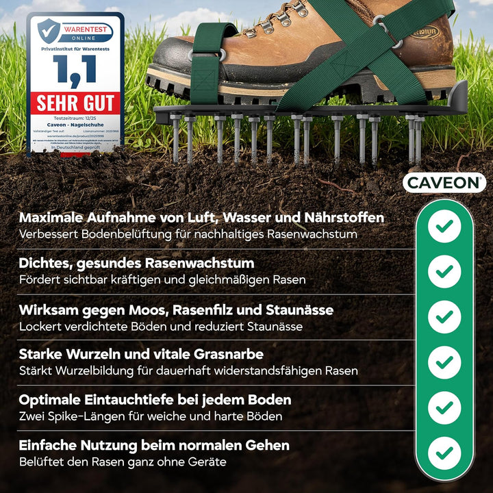 Caveon® Premium Nagelschuhe – Rasenbelüfter & Estrichschuhe mit Klettverschluss für sichtbar dichter