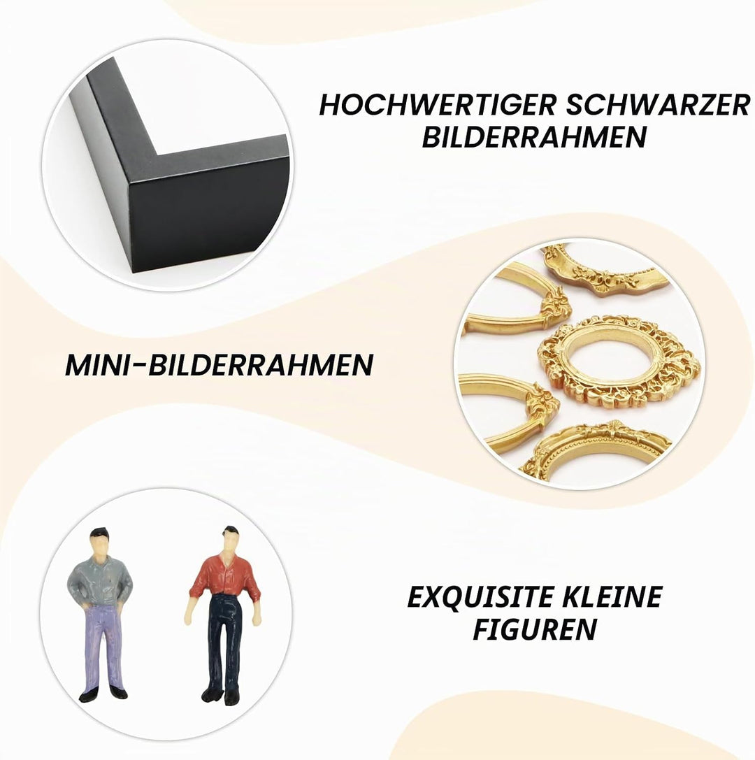 DIY Mini Gold Rahmen Silhouette Box, Upgrade Shadow Box Rahmen Set mit Gold Miniatur Museum, Feiern