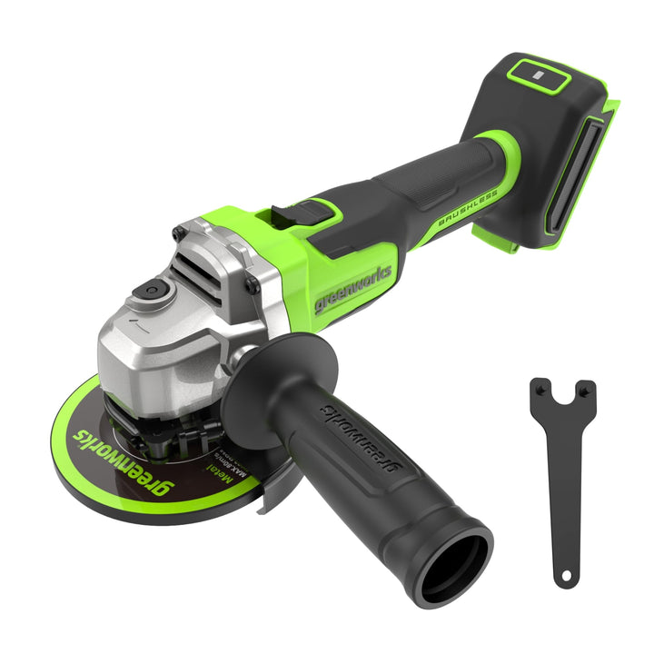 Greenworks 24V Akku-Winkelschleifer, 125 mm Scheibe, 8500 U/min, 700 W bürstenloser Motor, links- un