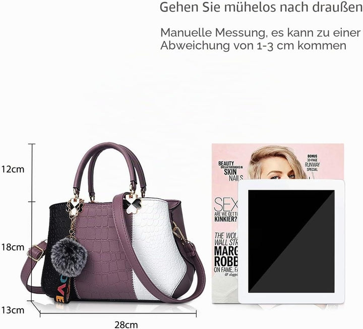 NICOLE &amp; DORIS Damen Handtasche Umhängetasche Henkeltasche Kuriertasche Elegant Damen Handtaschen mi
