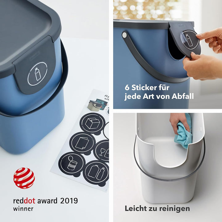 Rotho Albula Mülltrennungssystem 25l für die Küche, grün/anthrazit, Kunststoff Dunkelgrün, Dunkelgrü