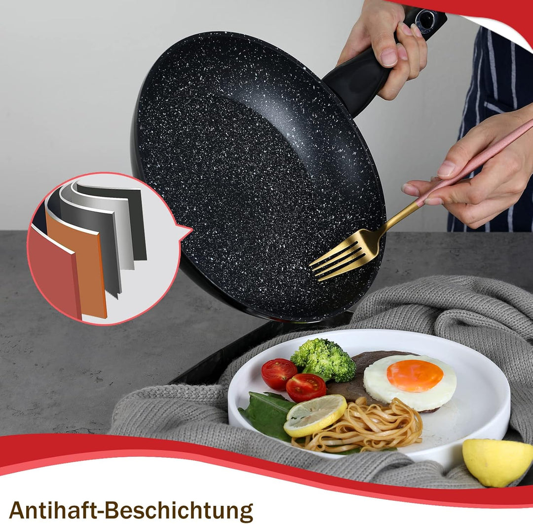 Topfset, HOMELUX 15tlg Induktions Töpfe Set | Aluminiumguss Kochtopfset, Antihaftbeschichtung Pfanne
