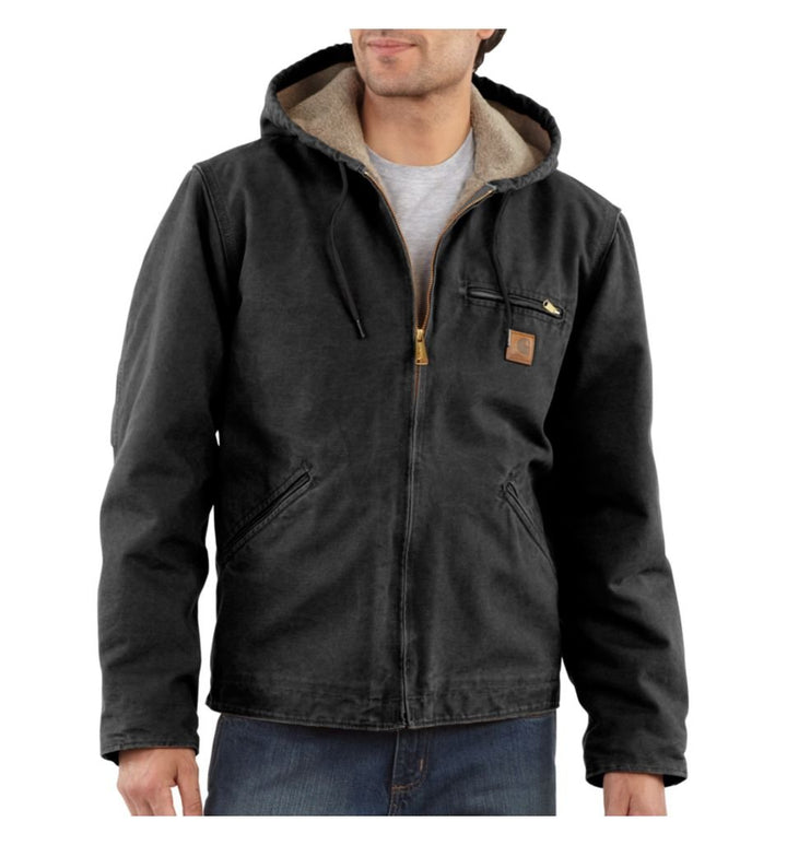 Carhartt Men's Sherpa Lined Sandstone Sierra Jacket J141,Black,XX-Large