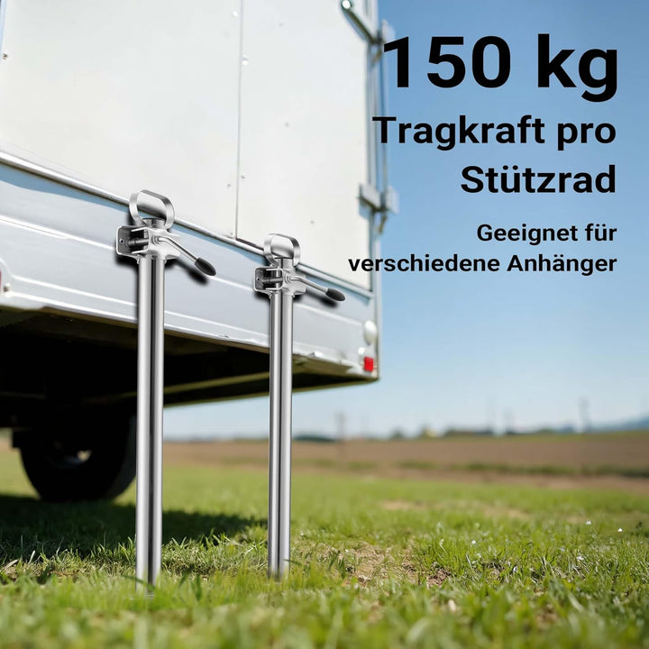 Wiltec Anhänger Set 10-teilig, Stützrad bis 362 kg Traglast mit Klemmhaltern, Stützen & Unterlegkeil