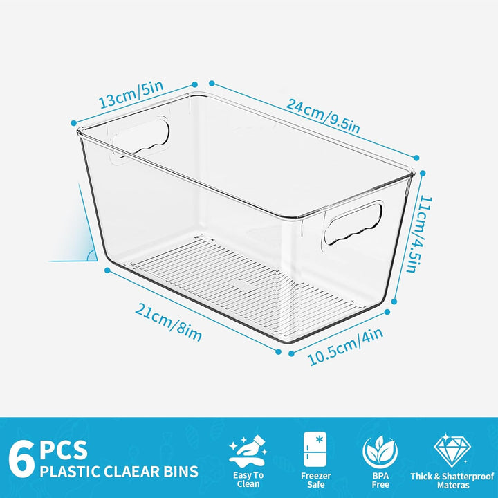 HPYLIF·H Kühlschrank Organizer 6er Set Küche Aufbewahrungsbox mit Griffen, Robust & Durchsichtiger -