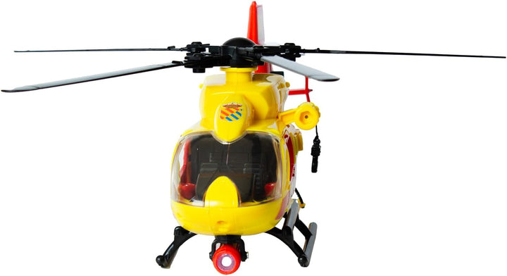 Dickie Toys - UME Rettungshubschrauber 36cm, Spielzeug Hubschrauber, Propeller an Seil, Licht und To