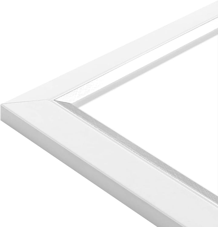 WANDStyle Bilderrahmen Modern 40x60cm I Farbe: Weiss mit Silber-Kante I Fotorahmen I klassischer Bil