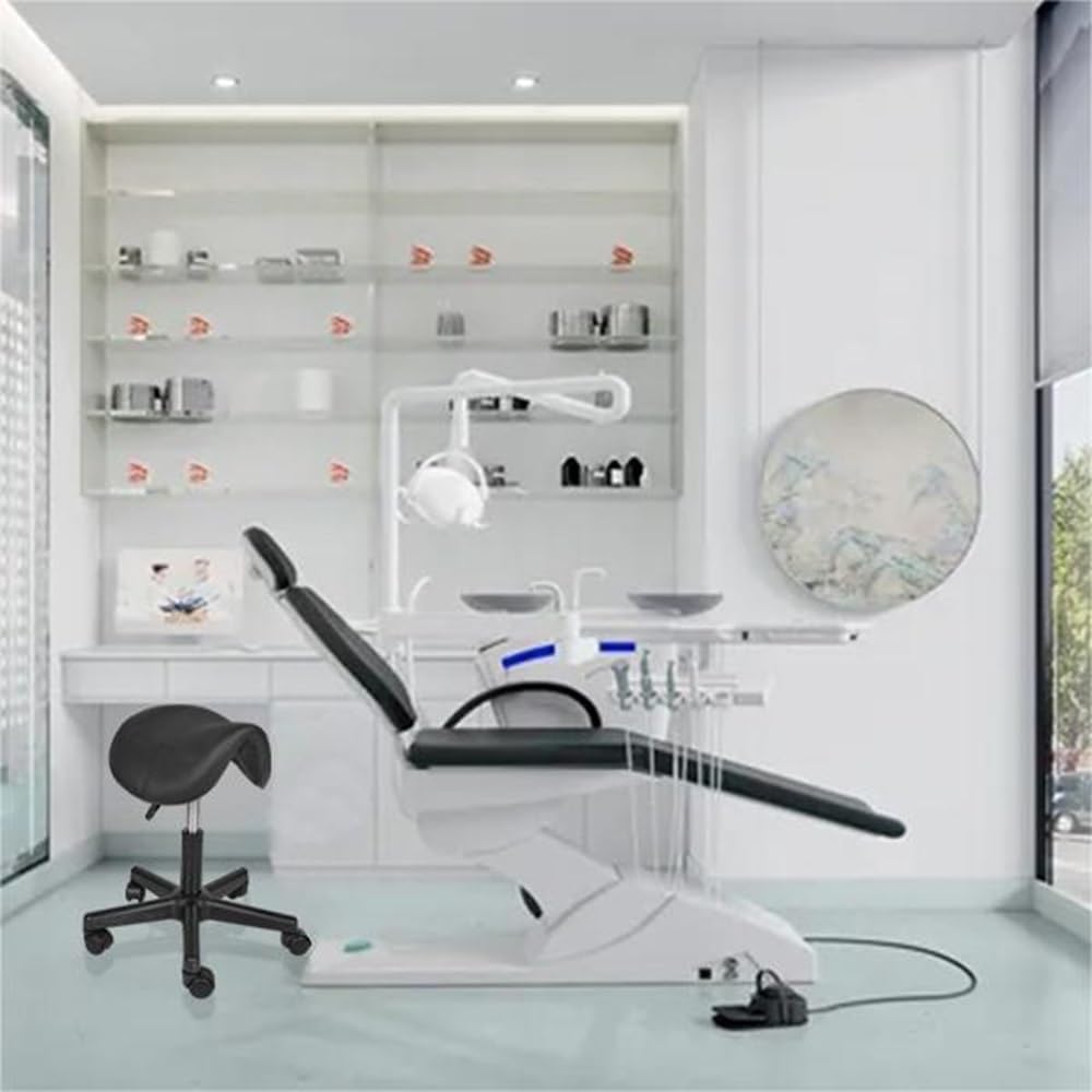 Mingone Sattelhocker Ergonomisch 360°-Drehung, 2 Stück Schwarz | Gepolsterte PU-Sitzfläche, Ergonomi