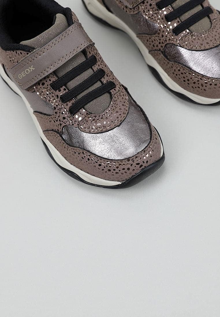 Geox Mädchen J Calco Girl A Sneakers 43 EU Smoke Grey Gold, 43 EU Smoke Grey Gold