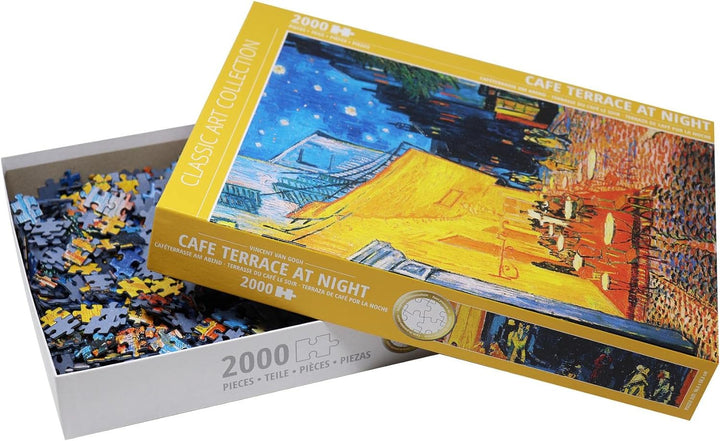Close Up Premium Puzzle 2000 Teile - Caféterrasse am Abend Puzzle von Van Gogh (68,8 x 96,6 cm)