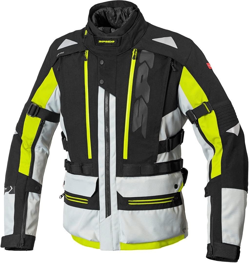 Spidi H2Out Allroad Motorrad Textiljacke (Black/Grey/Yellow,L)