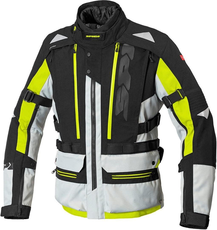 Spidi H2Out Allroad Motorrad Textiljacke (Black/Grey/Yellow,L)