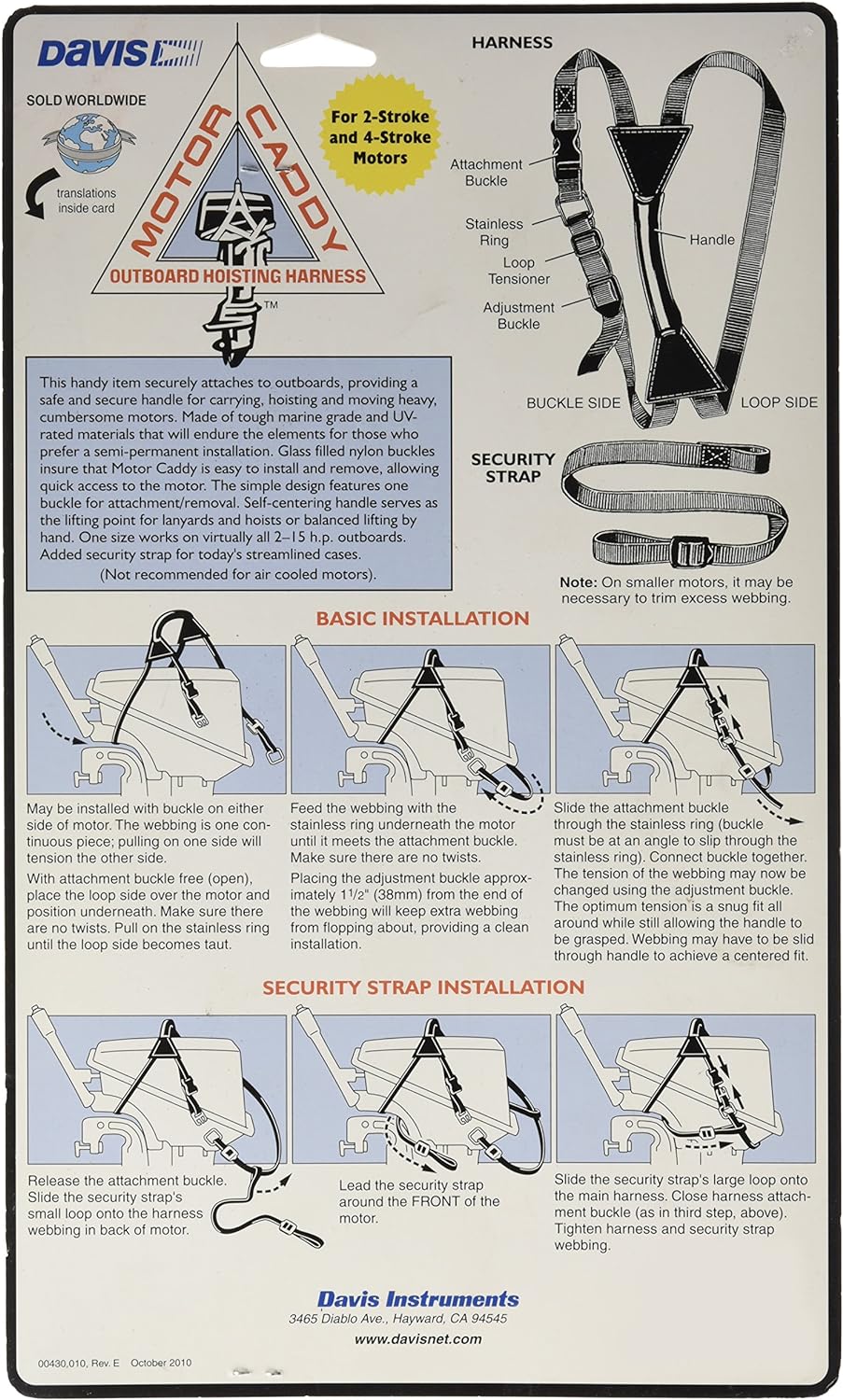 Davis Instruments 166 – 430 Caddy Hosenträgergurt für Mover Motoren FUERABORDA