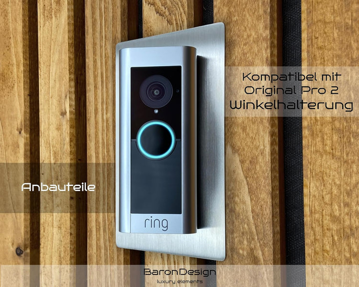 Ring Video Doorbell Pro 1/2 Blende, Wandplatte, Halterung, Edelstahl, Schild, Rahmen, Hochwertiges D