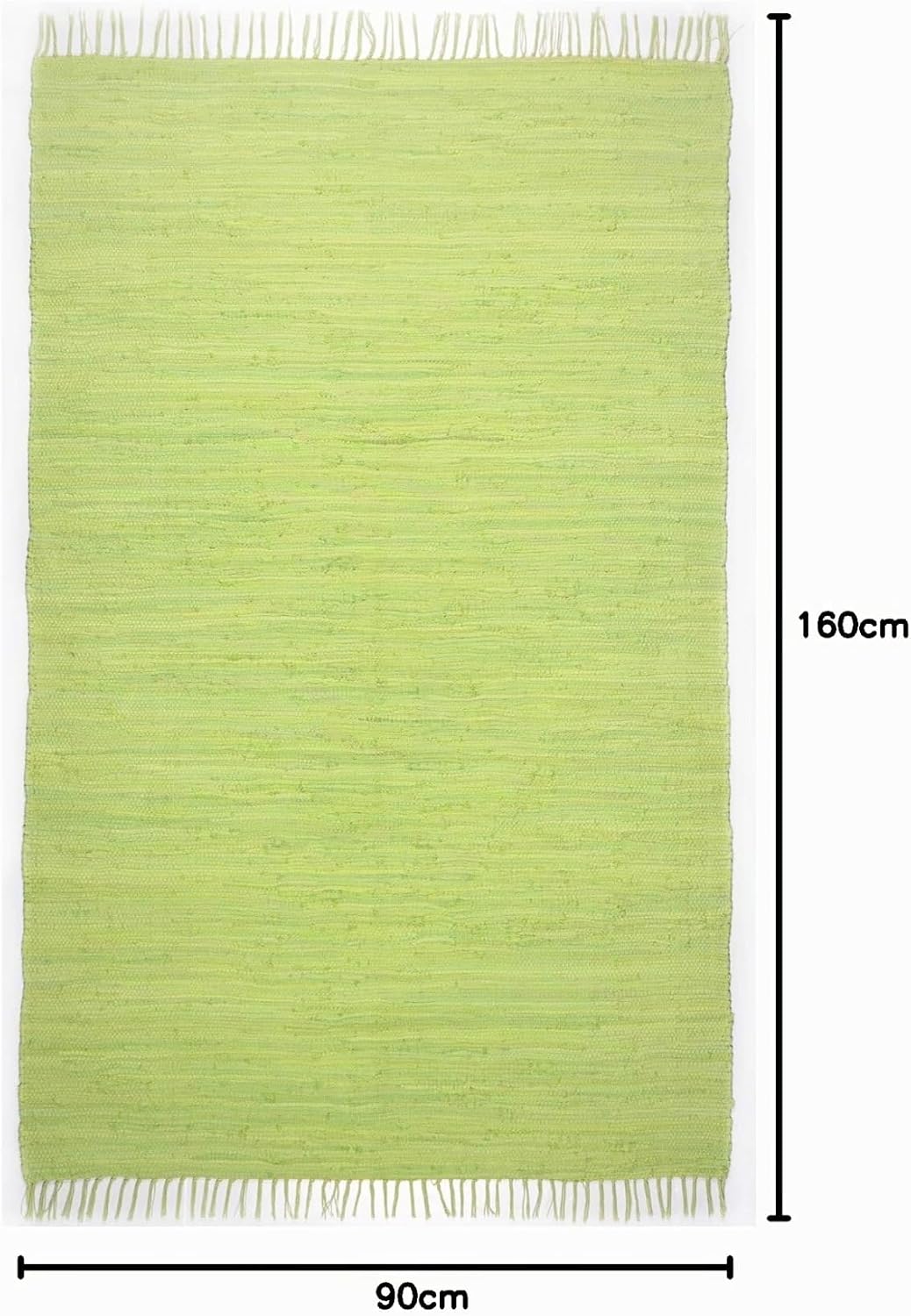 Theko | Dhurry Teppich aus 100% Baumwolle Flachgewebe Teppich Happy Cotton | handgewebt | Farbe: Grü