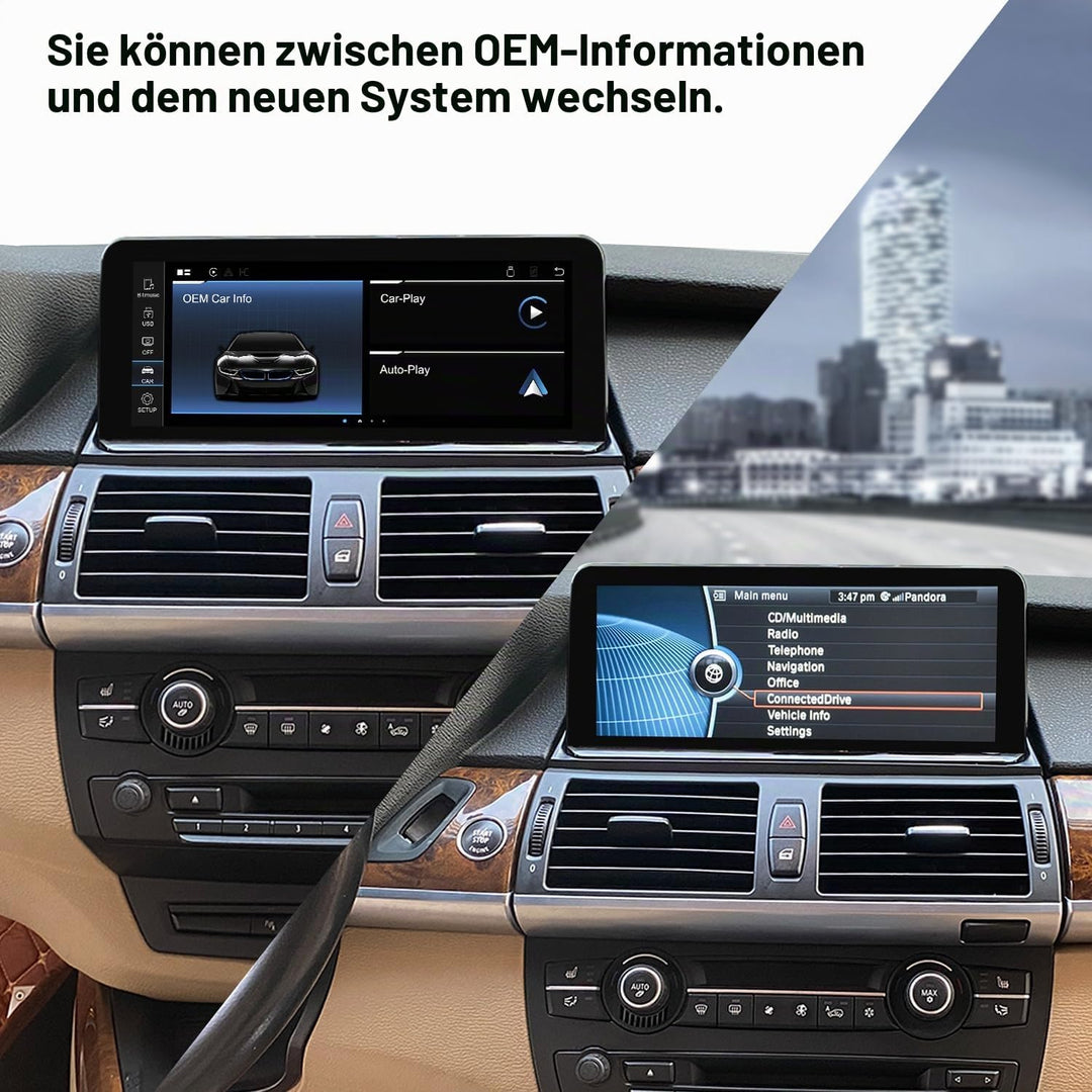 PEMP 10,25" Linux-Bildschirm E70 E71 CIC Wireless CarPlay Nachrüstung Android Auto, 1920 x 720 Displ