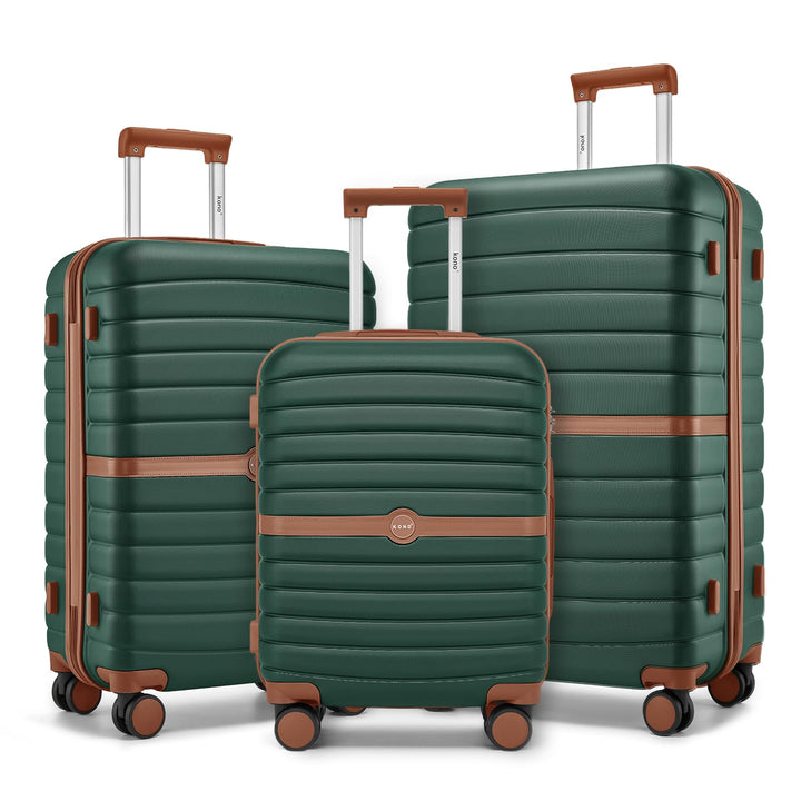 KONO Koffer Reisekoffer Trolley Kofferset 3 Teilig von ABS+PC Hartschalenkoffer mit Zwillingsrollen