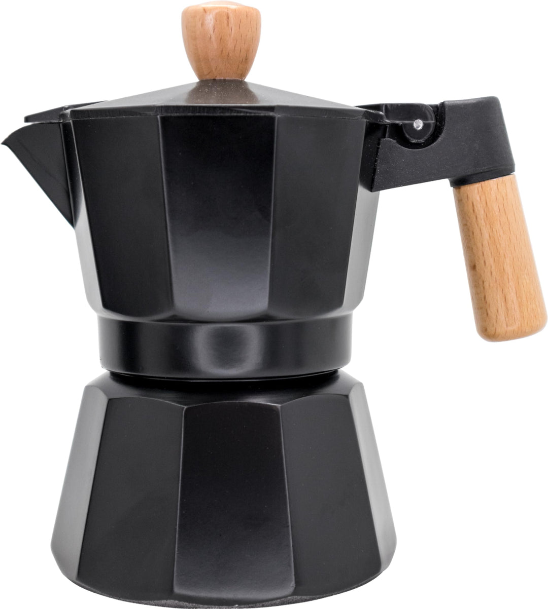 Nerthus FIH 1251 Espressokocher Induktion 3 Tassen schwarz Holzdesign Aluminium für Kaffee 3 TAZAS S