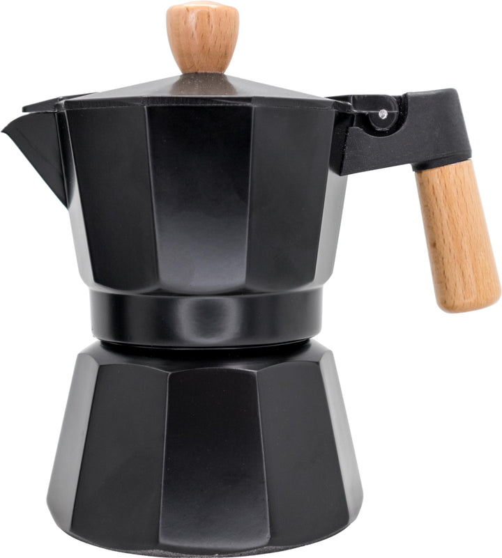 Nerthus FIH 1251 Espressokocher Induktion 3 Tassen schwarz Holzdesign Aluminium für Kaffee 3 TAZAS S
