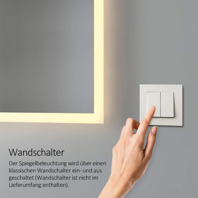 EMKE LED Badspiegel 40x60cm Badezimmerspiegel mit Beleuchtung Warmweissen Lichtspiegel Wandspiegel I