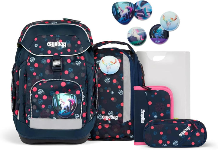 ergobag Maxi Schulrucksack Set 6-teilig, ergonomischer Schulrucksack Grundschule für Mädchen und Jun