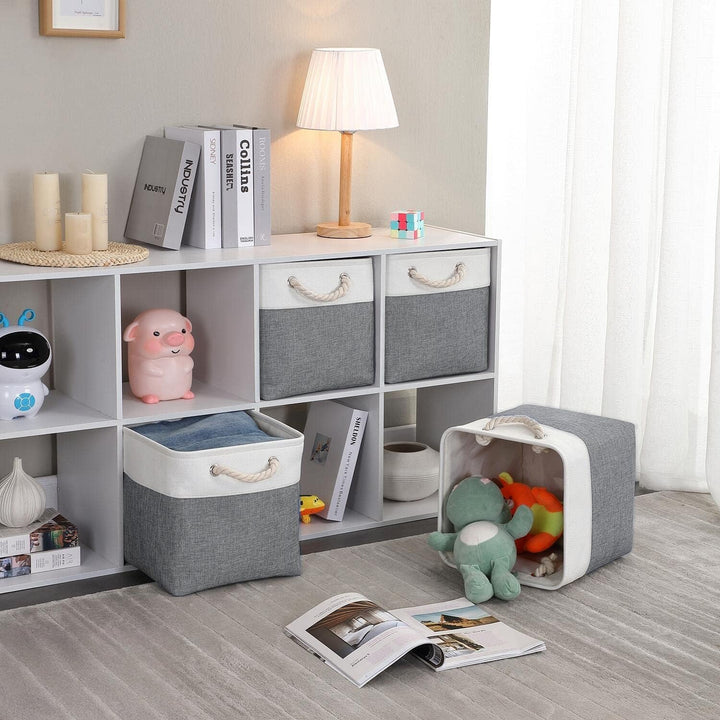 Mangata Aufbewahrungsbox Stoff,(28x28x28cm) Aufbewahrungskorb, Korbe Stoff in Würfel für Schrank, Re