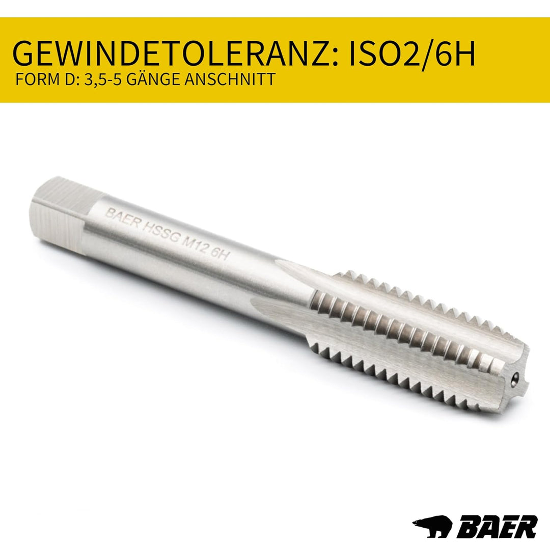 BAER Gewindeschneider Set HSSG: Einschnittgewindebohrer, Kernlochbohrer, Windeisen: M 3-12 - Gewinde