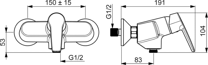 Hansa 51450193 Badewanne Armatur/Brause Mischbatterie für Wandaufbau HANSAPINTO | THERMO COOL - Funk