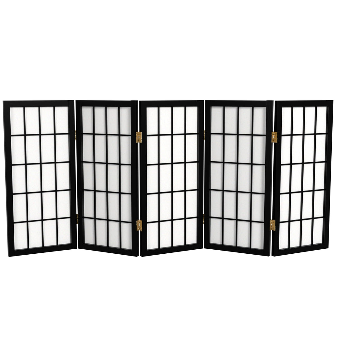 Orientalisches Möbel, 60 cm Hoher Fensterschirm Shoji – Schwarz – 5 Paneele 5 Panel Schwarz, 5 Panel