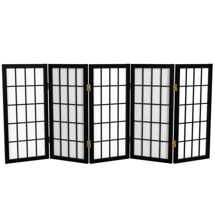 Orientalisches Möbel, 60 cm Hoher Fensterschirm Shoji – Schwarz – 5 Paneele 5 Panel Schwarz, 5 Panel