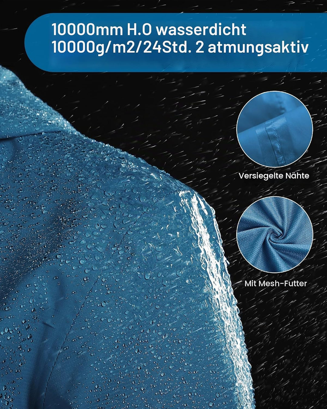 33,000ft Regenjacke Damen Wasserdicht Outdoorjacke Atmungsaktiv Herbst Übergangsjacke Leichte Jacke