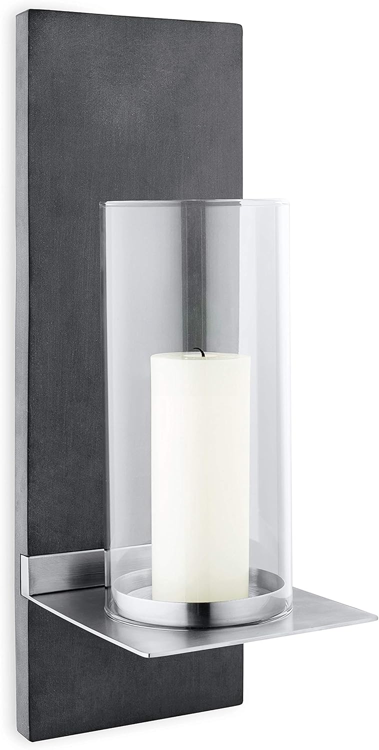 blomus -FINCA- Wandleuchter S mit Kerze, Wandkerzenhalter, exklusive Optik, Polystone / Glas / Edels