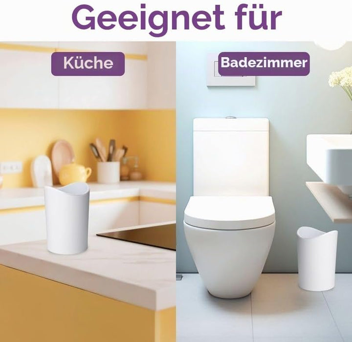 TATAY Mülleimer Bad, 6L Kapazität, Polypropylen, BPA frei, weiss. Massnahmen 19 x 19 x 28 cm Weiss 6