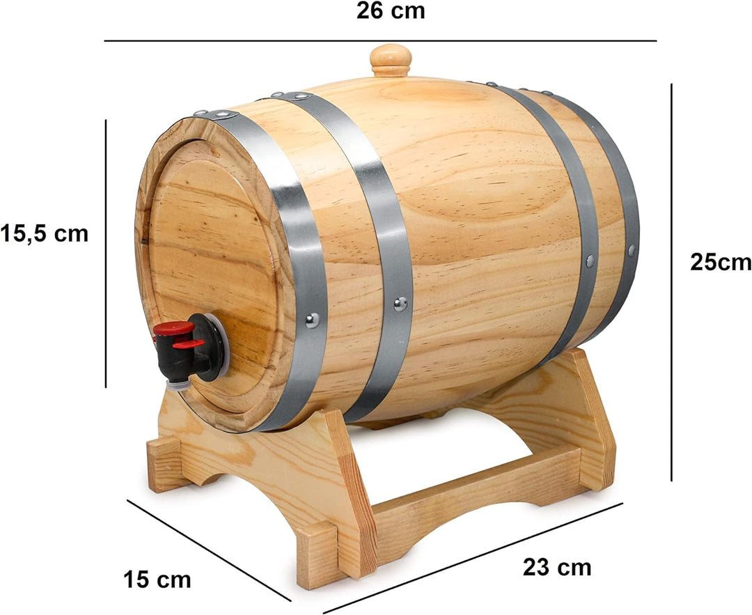 Vin Bouquet FIA 340 Fass Getränkespender, Holz, Braun, 31 x 22 x 23.5 cm, 3 Stück