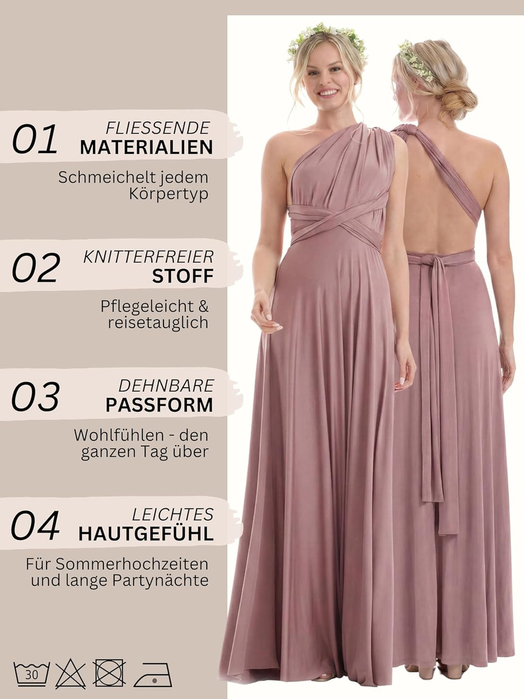 Juvell Brautjungfernkleider lang - Maxi-Kleid - Infinity-Abendkleid - Multiway-Wickelkleid - Abendkl